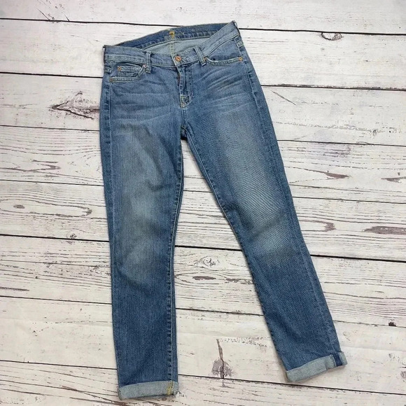 7 For All Mankind The Skinny Crop & Roll Jeans - Picture 1 of 14